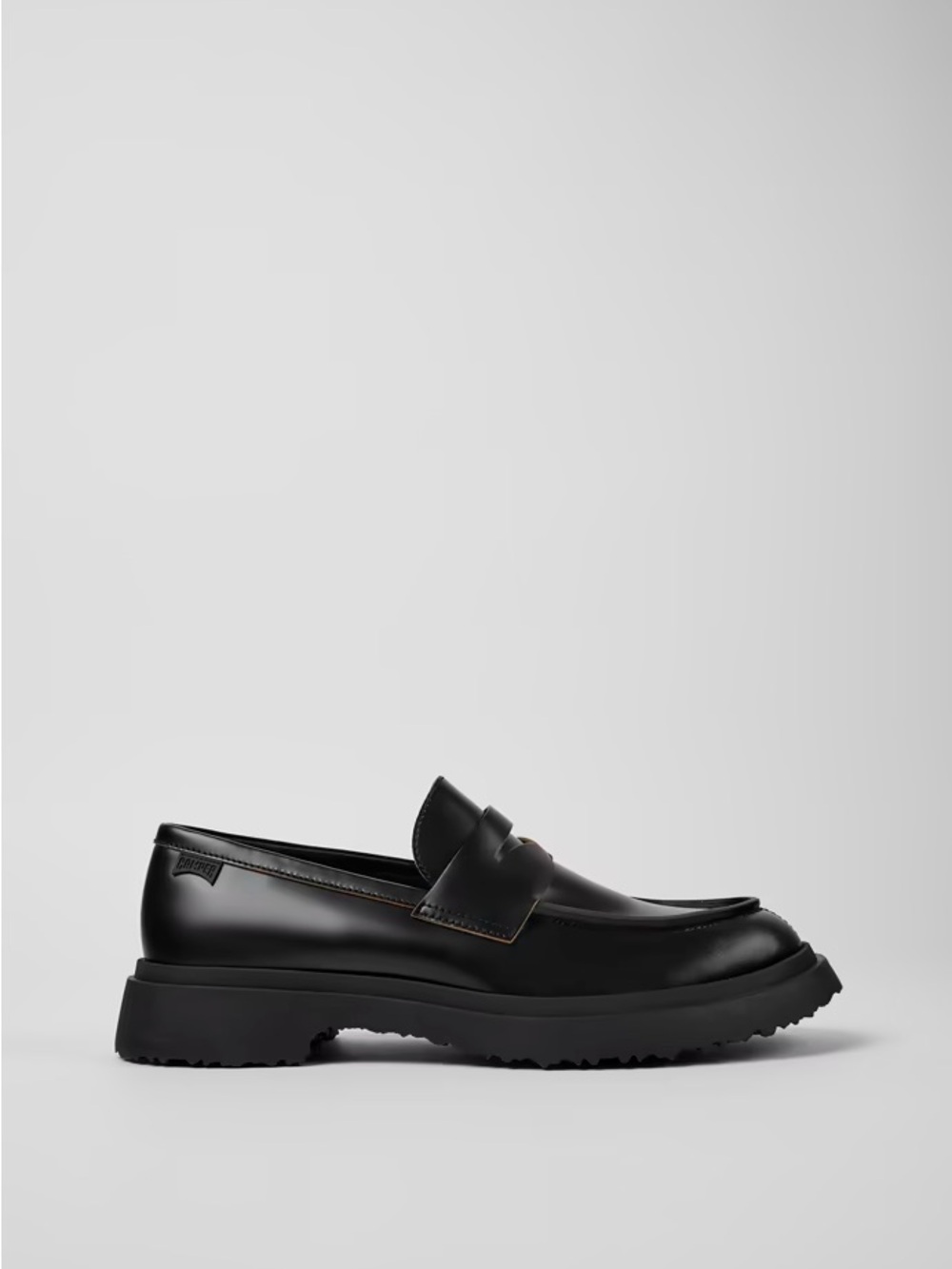 Camper Men's Black Leather Lug-Sole Penny Loafers